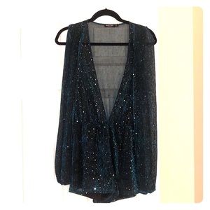 Teal Sparkle Nasty Gal Romper. Worn once.US size 6
